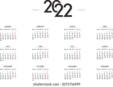 Minimalist Calendar 2020 Vector Template 
