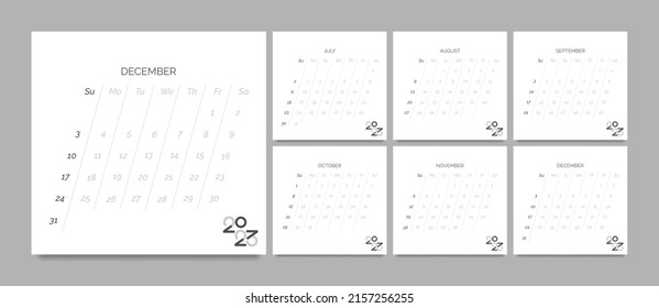 Minimalist Calendar 2023 Design Template July Stock Vector (Royalty ...