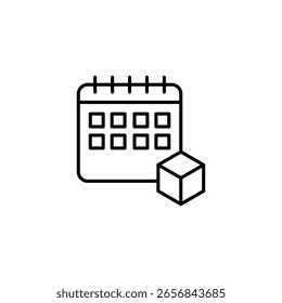 Minimalistischer Kalender mit Cube, der Zeitmanagement und Zeitplanung symbolisiert