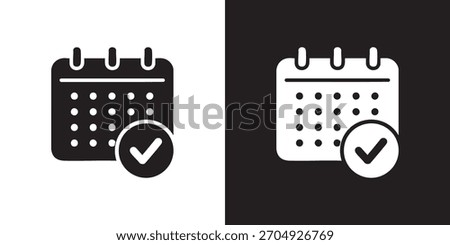 Minimalist Calendar Icon with Checkmark for Task Completion