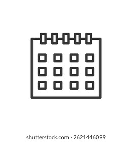 Minimalist Calendar Icon Design for Stationery and Organization Tools in a Simple Style Representing Time Management and Scheduling Activities