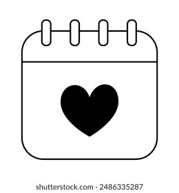 Minimalist Calendar Icon with Heart Simplistic Design for Love and Event Scheduling Graphics.