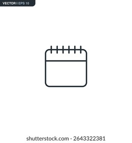 Minimalist calendar icon in outline style. Ideal for planners, schedules, reminders, deadlines, and productivity tools. Clean and modern vector design for business or personal use.