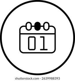 Minimalist Calendar Icon Representing Date and Time Management in a Circular Design