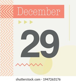 Minimalist calendar in warm tones. December 29th