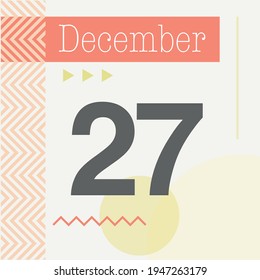 Minimalist calendar in warm tones. December 27th