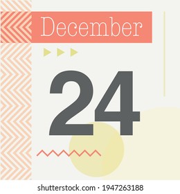 Minimalist calendar in warm tones. December 24th