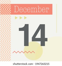 Minimalist calendar in warm tones. December 14th