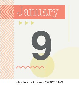 Minimalist calendar in warm tones. January 9th