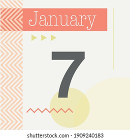 Minimalist calendar in warm tones. January 7th