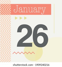 Minimalist calendar in warm tones. January 26th
