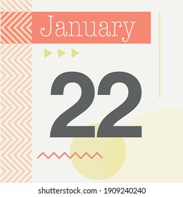 Minimalist calendar in warm tones. January 22nd