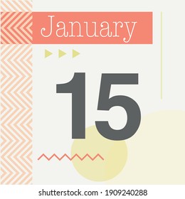 Minimalist calendar in warm tones. January 15th
