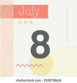 Minimalist calendar in warm tones. July 8th
