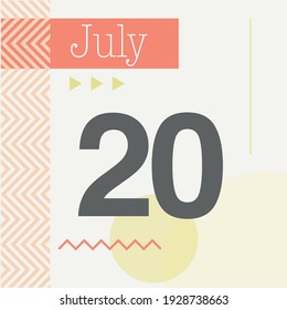 Minimalist calendar in warm tones. July 20