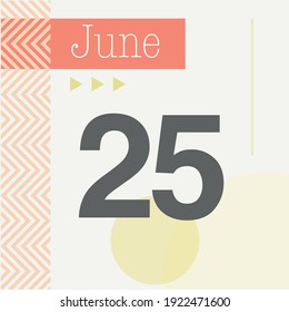 
Minimalist calendar in warm tones. June 25th