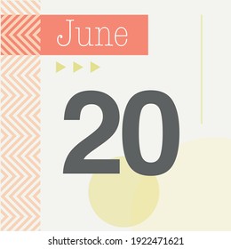 
Minimalist calendar in warm tones. June 20th 