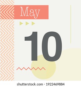 Minimalist calendar in warm tones. May 10th