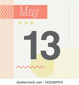Minimalist calendar in warm tones. May 13th