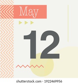 Minimalist calendar in warm tones. May 12th