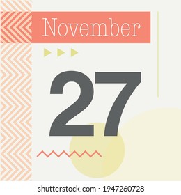 Minimalist calendar in warm tones. November 27th