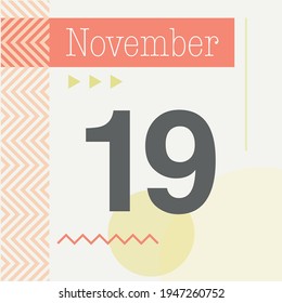 Minimalist calendar in warm tones. November 19th