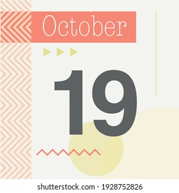 Minimalist calendar in warm tones. October 19th