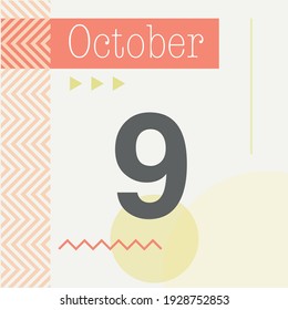Minimalist calendar in warm tones. October 9th