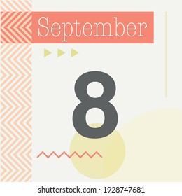 Minimalist calendar in warm tones. September 8th