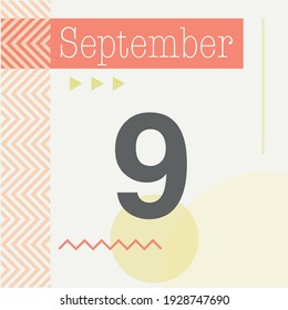 Minimalist calendar in warm tones. September 9th