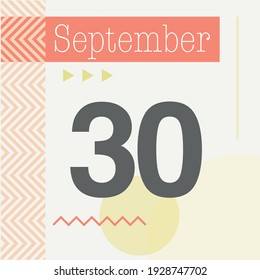 Minimalist calendar in warm tones. September 30th