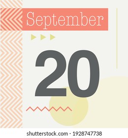 Minimalist calendar in warm tones. September 20th