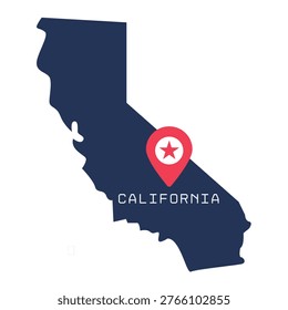 Minimalist California map icon with clean lines, perfect for travel, geography, and location-based design projects