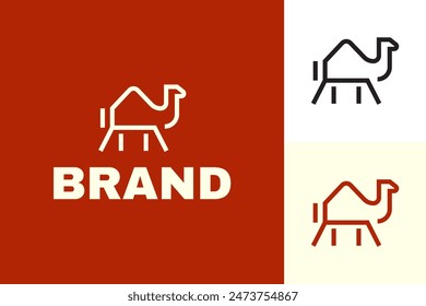 Minimalist Camel Outline Vector Logo Template