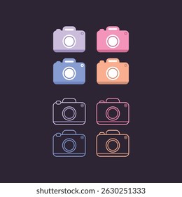 Minimalist Camera Icon Set on Dark Background