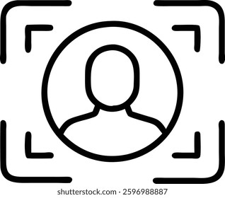 Minimalist camera icon with a user profile silhouette