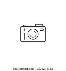 Minimalist camera icon in vector format for technology and photography design.