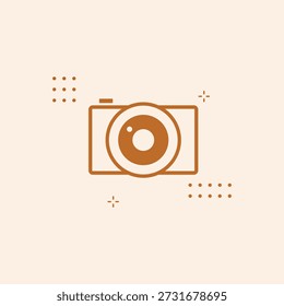 Vector minimalista del icono de la cámara con los acentos geométricos y los destellos