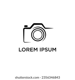minimalist camera logo with line style.