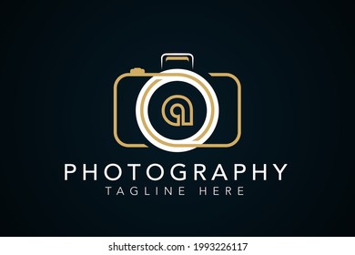 Minimalist camera photography design with letter initial A logo design