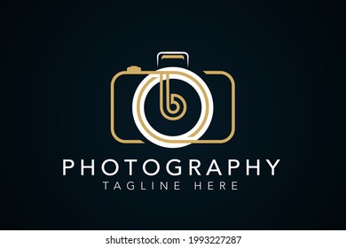 Minimalist camera photography design with letter initial B logo design