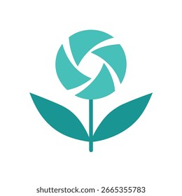 Minimalist camera shutter opening logo design with abstract elements