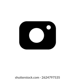 Widget de icono de símbolo de cámara minimalista. Icono relleno simple y limpio en negro. Para App de interfaz de iconos, de escritorio, de Web y móviles. Ilustración vectorial