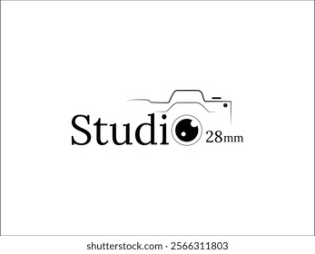 Minimalist Camera Themed Studio Logo Design with Lens Icon and Elegant Typography