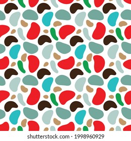 Minimalist camouflage pattern with multicolored spots of various shapes. Vector illustration 