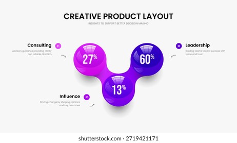 Diseño de presentación de gráficos de tres pasos de campaña minimalista. Plantilla de marco de diagrama de elemento de estrategia de proyecto 3. Cartera publicitaria Ilustración vectorial de diseño de presentación de diapositivas.