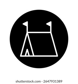Minimalist camping tent icon illustration embodying adventure outdoors under the sky, perfect for nature lovers