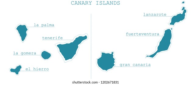 Minimalist Canary islands vector map with all its islands