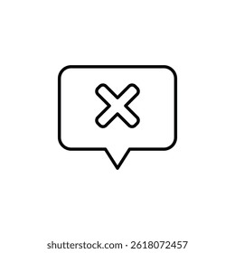 Minimalist cancellation icon inside rounded speech bubble with notification