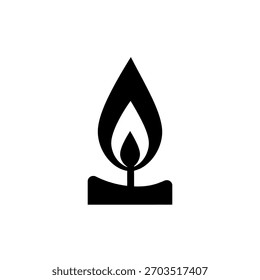 Um ícone minimalista de chama de vela, adequado para vários fins de design e representações simbólicas.